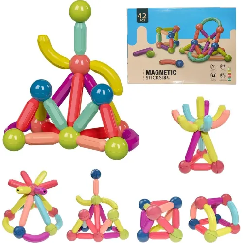 Image of Kiditos DIY STEM Magnetic Sticks and Balls Building Blocks Toy 42 Pcs