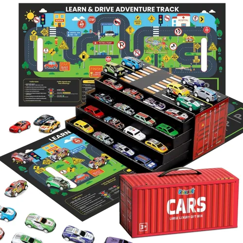 Image of Kidology 48-Piece Pull Back Car Set, Racing & Toy Vehicles for Kids 3