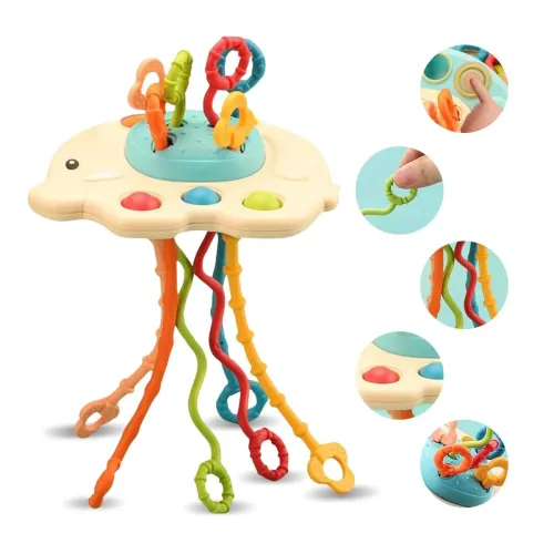 Image of Kidology Montessori Teething Toy Set Elephant Cream