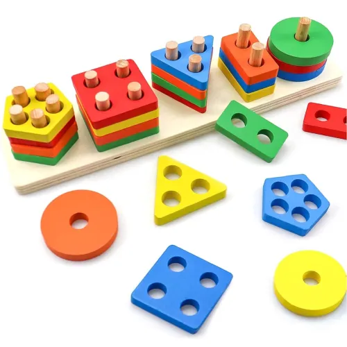 Image of Kidology Wooden Pattern Building Blocks Puzzle