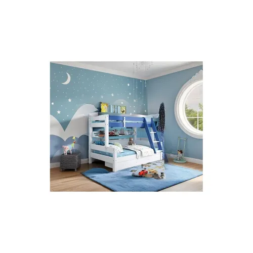 Image of Kidomate Blue Solid Wood Bunk Bed
