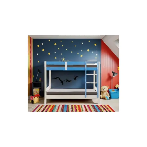 Image of Kidomate Blue Solid Wood Twin Bunk Bed