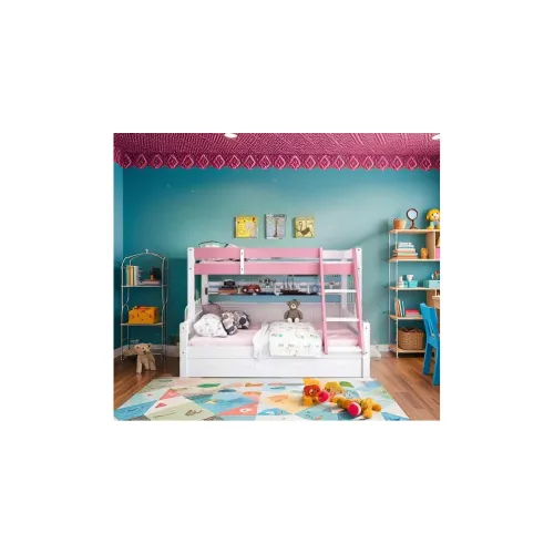Image of Kidomate Pink Solid Wood Bunk Bed