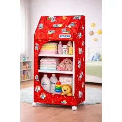 Kids Almirah – Lightweight, Collapsible Storage Organizer for Clothes, Books, Shoes & Toys | Multipurpose Baby Wardrobe (4 Tray_Red)