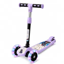 Kids Scooter Baby Dino with LED Wheels, Kick for Kids with Adjustable Foldable Design, Skating Style Alternative to Cycle, Ideal Up to 50 Kg,Purple