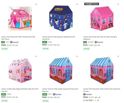 Image of Kids Big Size Waterproof Tent House @ Starting ₹256