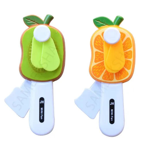 Image of Kid's Hand Pressure Mini Fan (Fruit Shape, Pack of 2)