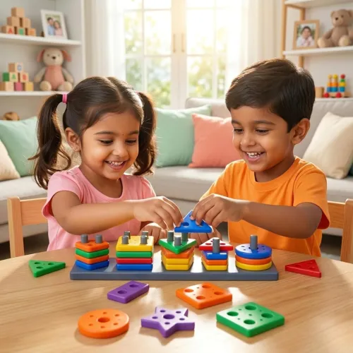 Image of Kids Mandi® Geometric Shape Sorter – Montessori Learning Toy for Toddlers 