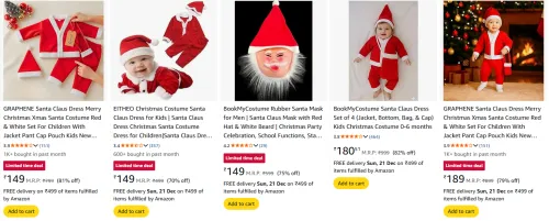 Image of kids santa claus costume starting @ ₹149