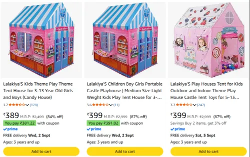 Image of Kids Tent House Starting @399