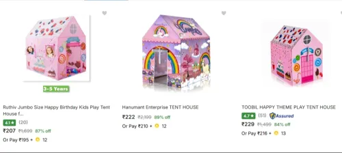Image of Kids Tent Starting @ ₹207