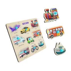 Kids Toys Pre-School Vehicle Wooden Puzzle Wooden for Kids 3 + Jigsaw Puzzles for Adults Baby Learning Educational Toys for 2 Board Game (Vehicle)