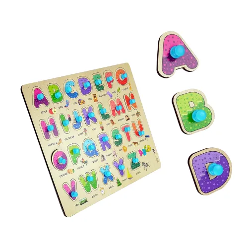 Image of Kids Toys Pre-School ABCD Alphabet Wooden Puzzle Wooden Toys for Kids 3 + Jigsaw Puzzles for Adults Baby Learning Toys E