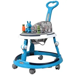 Kidsmate 360° Baby Walker for Boys & Girls | 6-24 Months | 7-Level Height Adjustment | Musical RGB Lights | Dual Tray for Food & Toys | Safe, BPA-Free & Comfortable Baby Walker (Radiant Blue...