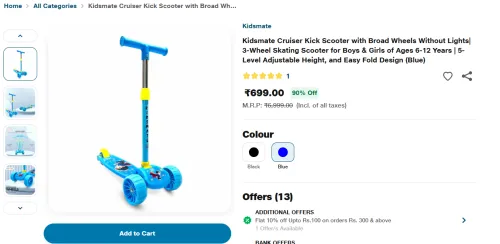 Image of Kidsmate Cruiser Kick Scooter for Kids