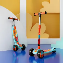 Kidsmate Fliprider 3 Wheel Kick Scooter for Kids 3-8 Years | Foldable Design with 3-Level Adjustable Height | Strong Grip with PVC Wheels | Fun, Safe & Durable Kids Scooters for Boys & Girls...