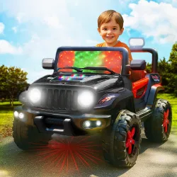Kidsmate Power Ride Big Battery Operated Car for Kids with LED Lights,Ride On Jeep,4 Wheel Electric Car with Remote & 12V Rechargeable Battery, Perfect Riding Toy for Boys & Girls Ages 3-8 Y...