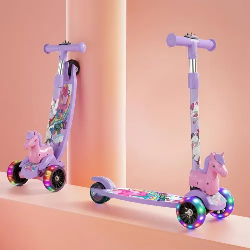 Image of Kidsmate Unicorn Folding Kick Scooter