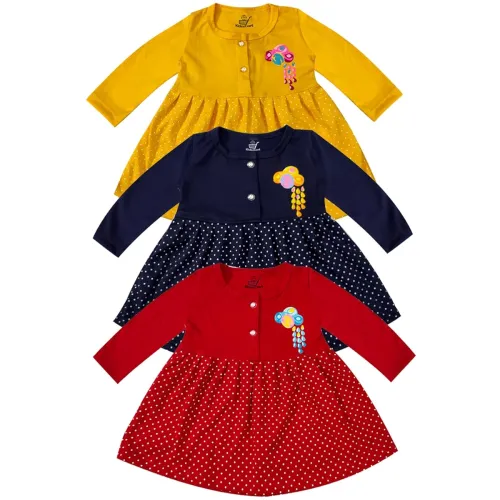 Image of KidzzCart Baby Girls Cotton Frock Dresses (Pack of 3)