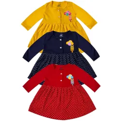 KidzzCart Baby Girls Cotton Frock Dresses (Pack of 3)