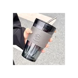 KiKiluxxa 400ml Glass Coffee Sipper with Straw 