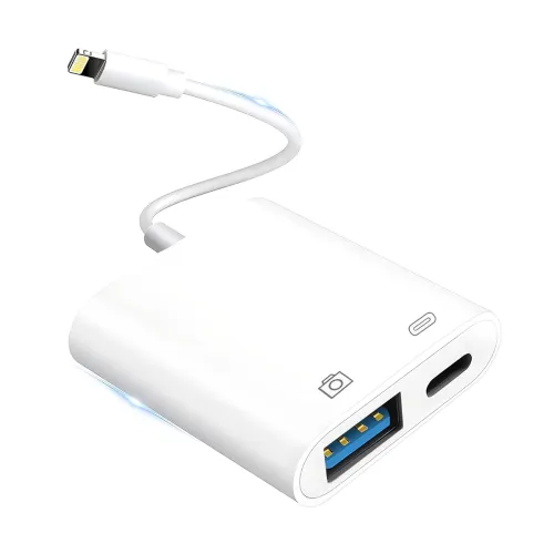 Image of KikoSaka Lightning to USB Camera Adapter for iPhone/iPad OTG Cable