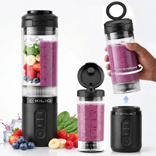 Image of Kilig Vortex Blitz Portable Blender, Sip-Ready Jar Design, 470ml BPA-Free