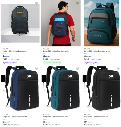 Image of Killer Bags & Backpacks @ Starting ₹368