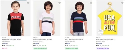 Image of KILLER Boy's T Shirts at minimum 76% Discount
