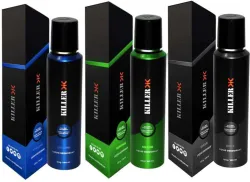 KILLER Cyclone, Marine, Wave (150ml Each) Deodorant Spray - For Men & Women (450 ml, Pack of 3)