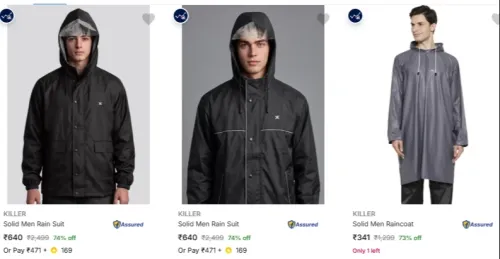 Image of KILLER Men and Women Raincoats at minimum 74% Discount