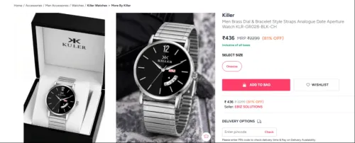 Image of Killer Men Brass Dial & Bracelet Style Straps Analogue Date Aperture Watch KLR-GR028-BLK-CH