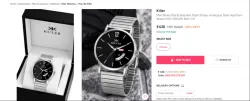 Killer Men Brass Dial & Bracelet Style Straps Analogue Date Aperture Watch KLR-GR028-BLK-CH