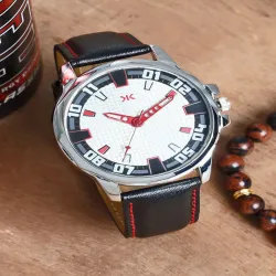  Killer Men Brass Dial & Leather Straps Analogue Watch KLMO73A
