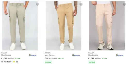 Image of Killer Men's Cargos Pants at 74% discount 