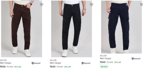 Image of Killer Men's Cargos Upto 79% Discount