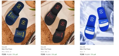 Image of Killer Men’s Flip Flops Starting at ₹298