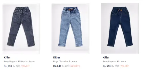 Image of Killer Men's Jeans at Minimum 70% Discount