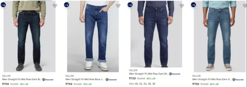 Image of KILLER Men's Jeans upto 80% Discount