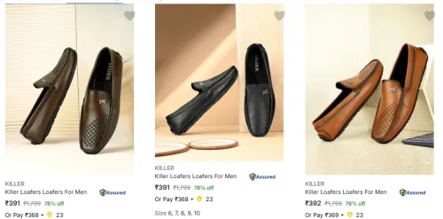 Image of Killer Men's Loafers Starting at ₹391