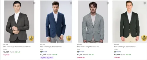Image of KILLER Men's Readymade Blazers at minimum 75% Discount