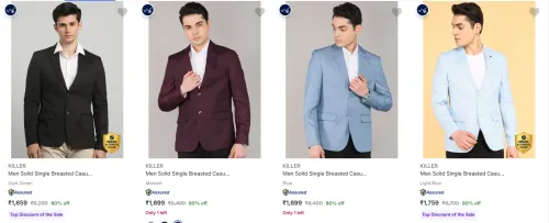 Image of KILLER Men's Readymade Blazers at minimum 80% Discount