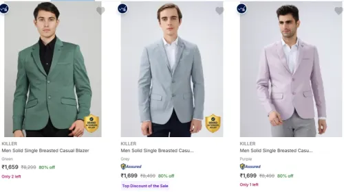 Image of KILLER Men's Readymade Blazers at minimum 80% Discount