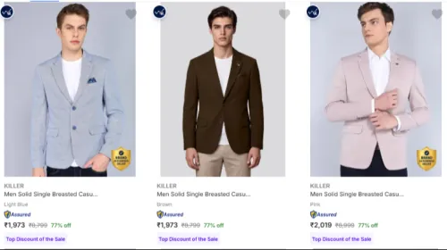 Image of KILLER Men's Readymade Blazers at minimum 70% Discount