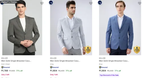 Image of KILLER Men's Readymade Blazers Flat 77% Discount