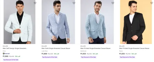 Image of Killer Men's Readymade Blazers at minimum 70% Discount