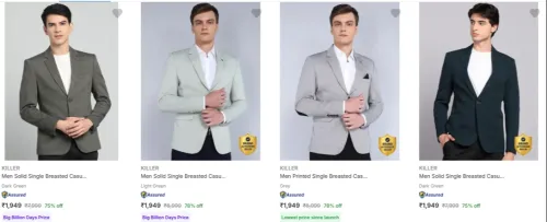Image of Killer Men's Readymade Blazers upto 78% Discount