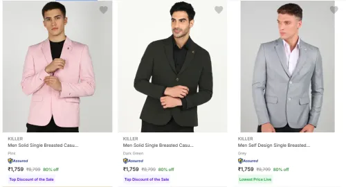 Image of Killer Men's Readymade Blazers upto 80% Discount