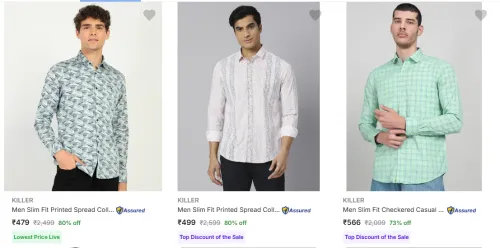 Image of Killer Men's Shirts upto 80% Discount