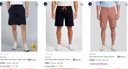 Image of KILLER Men's Shorts at minimum 79% Discount